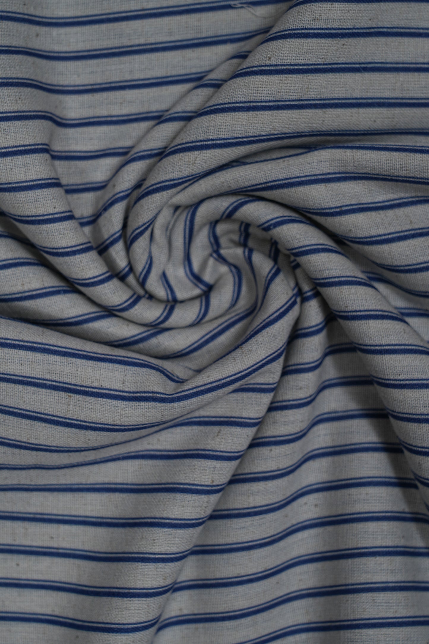 Blue Dual Stripes Handloom Cotton Shirting Fabric (Width 44 Inches)