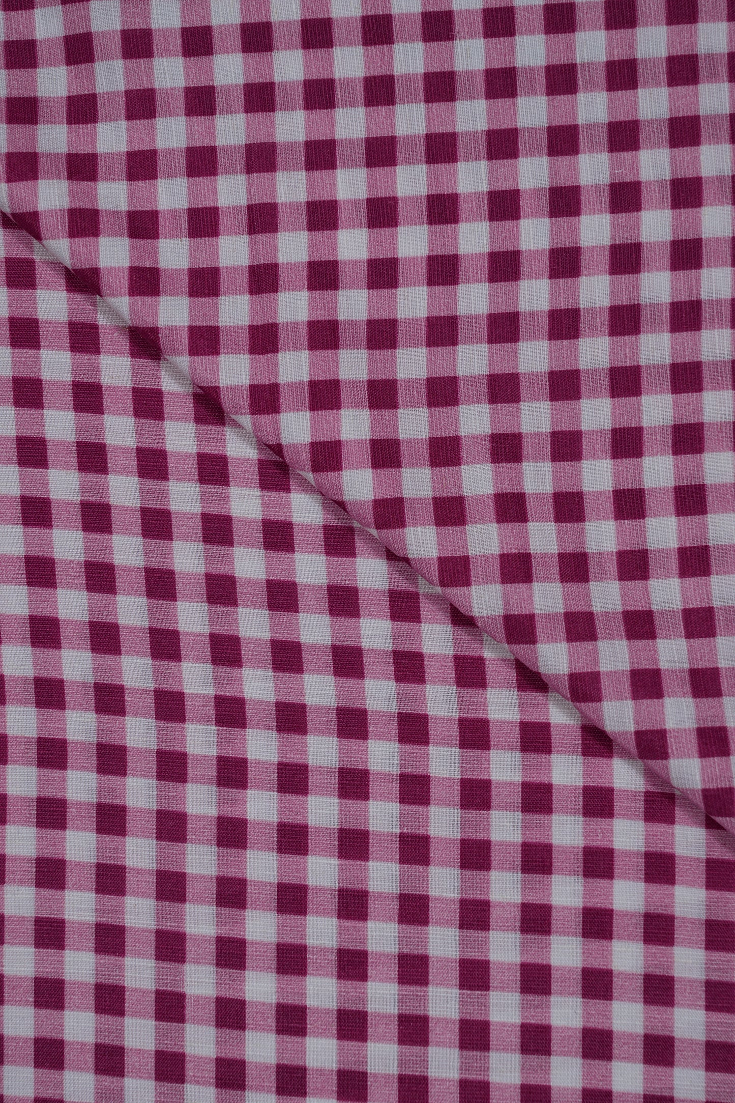 Red Color Mini Checks Pure Soft Linen Fabric (Width 44 Inches)