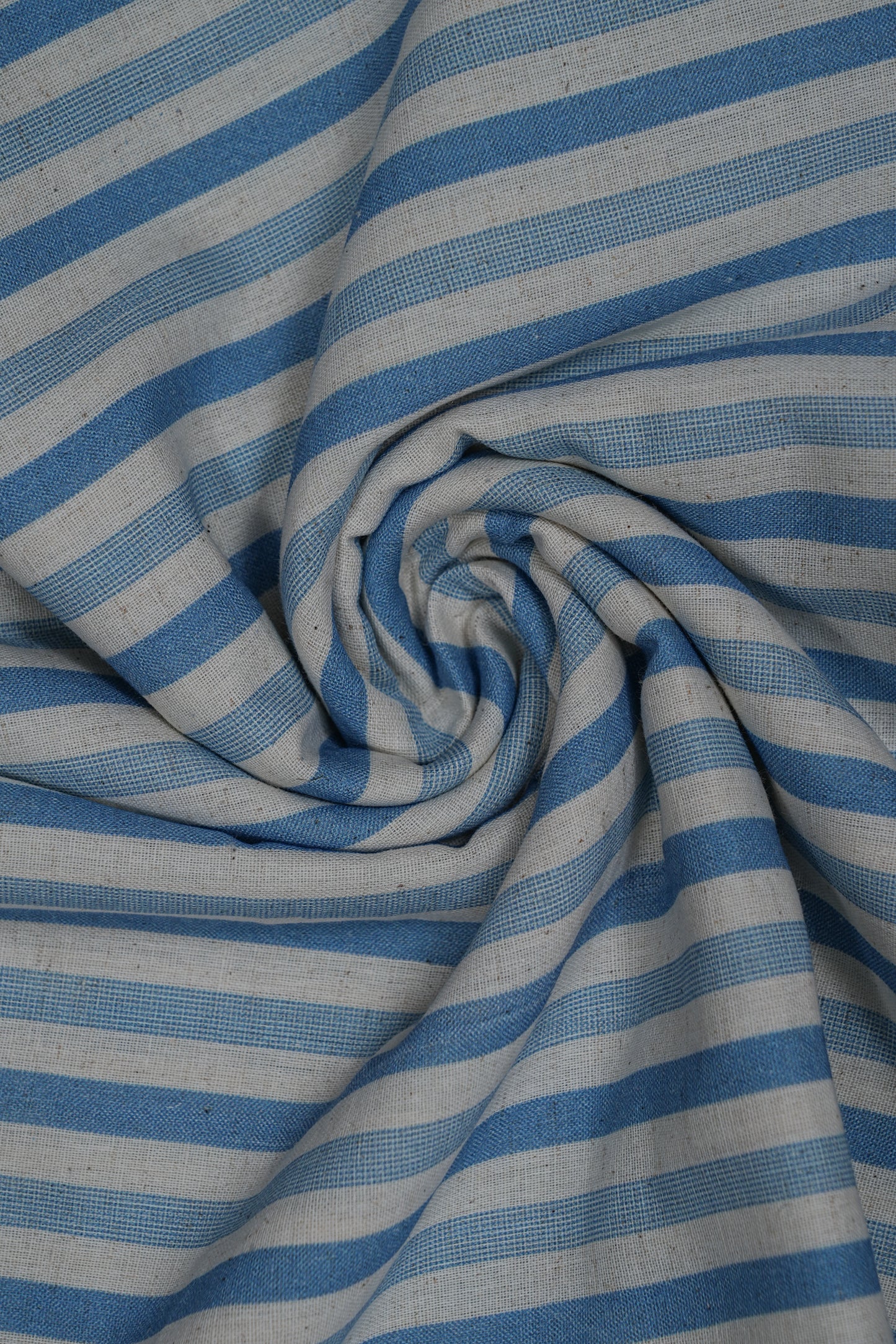 Teal Blue Multi Stripes Handloom Cotton Shirting Fabric (Width 44 Inches)