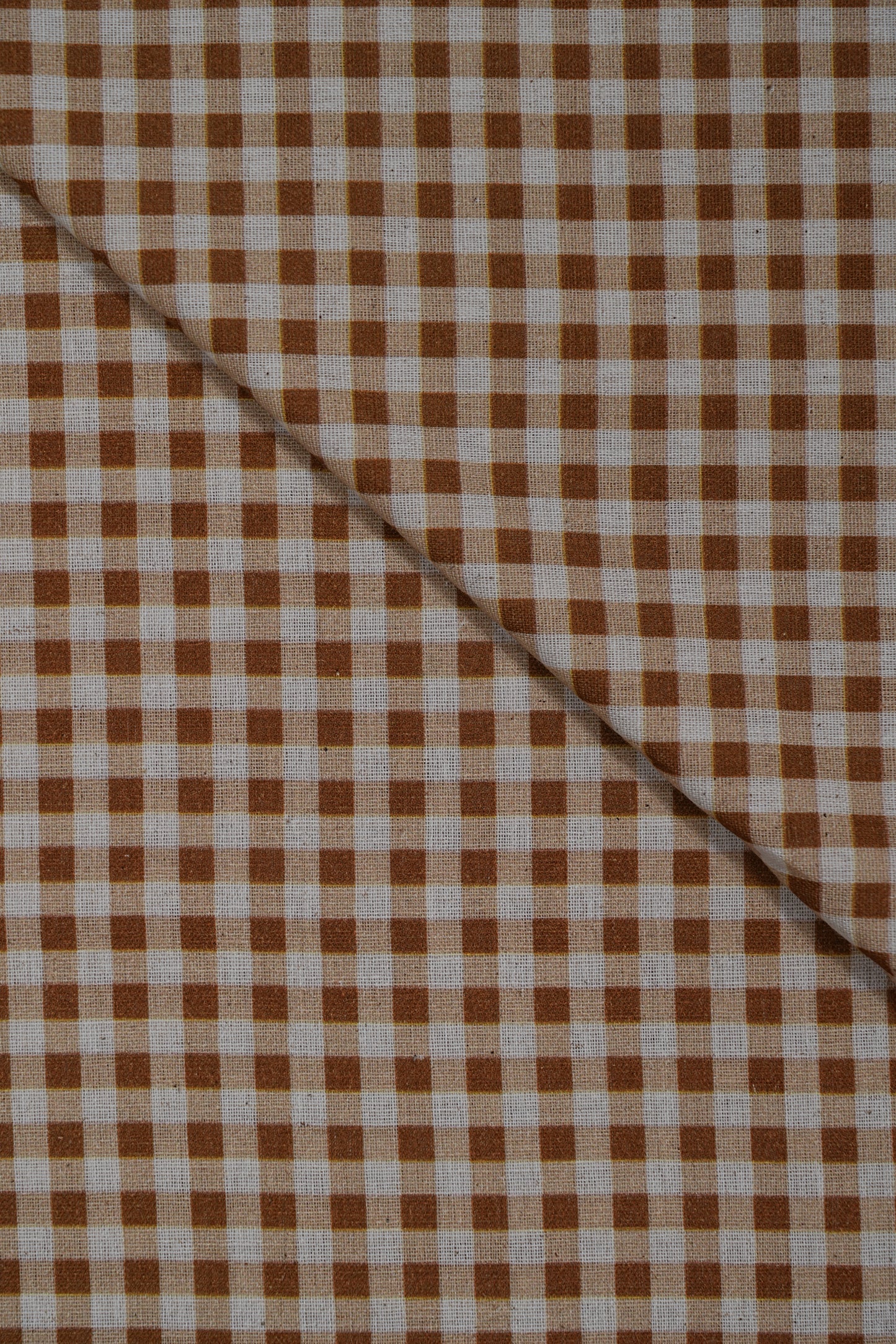 Yellow Mini Checks Handloom Cotton Shirting Fabric (Width 44 Inches)