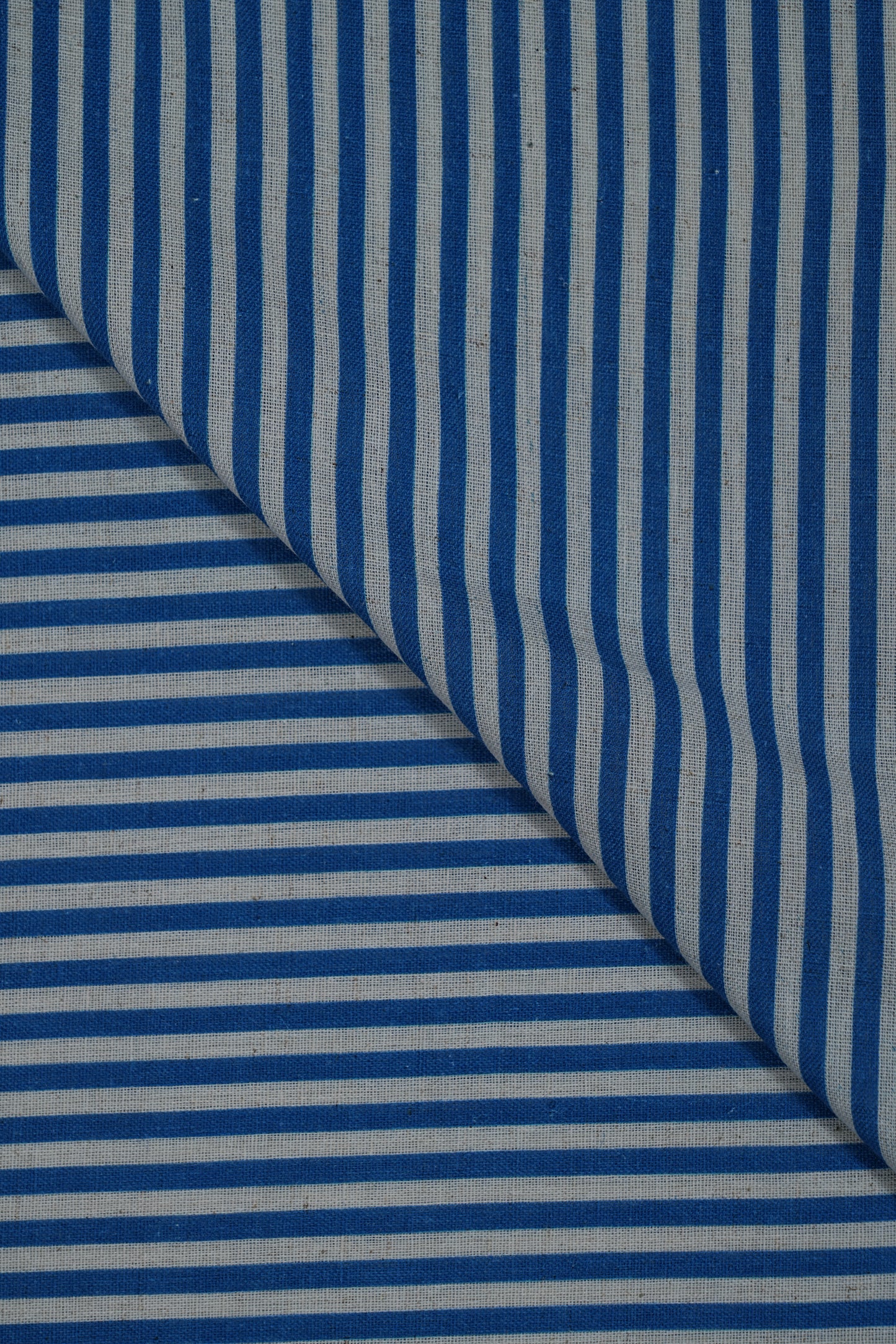Blue Stripes Handloom Cotton Shirting Fabric (Width 44 Inches)