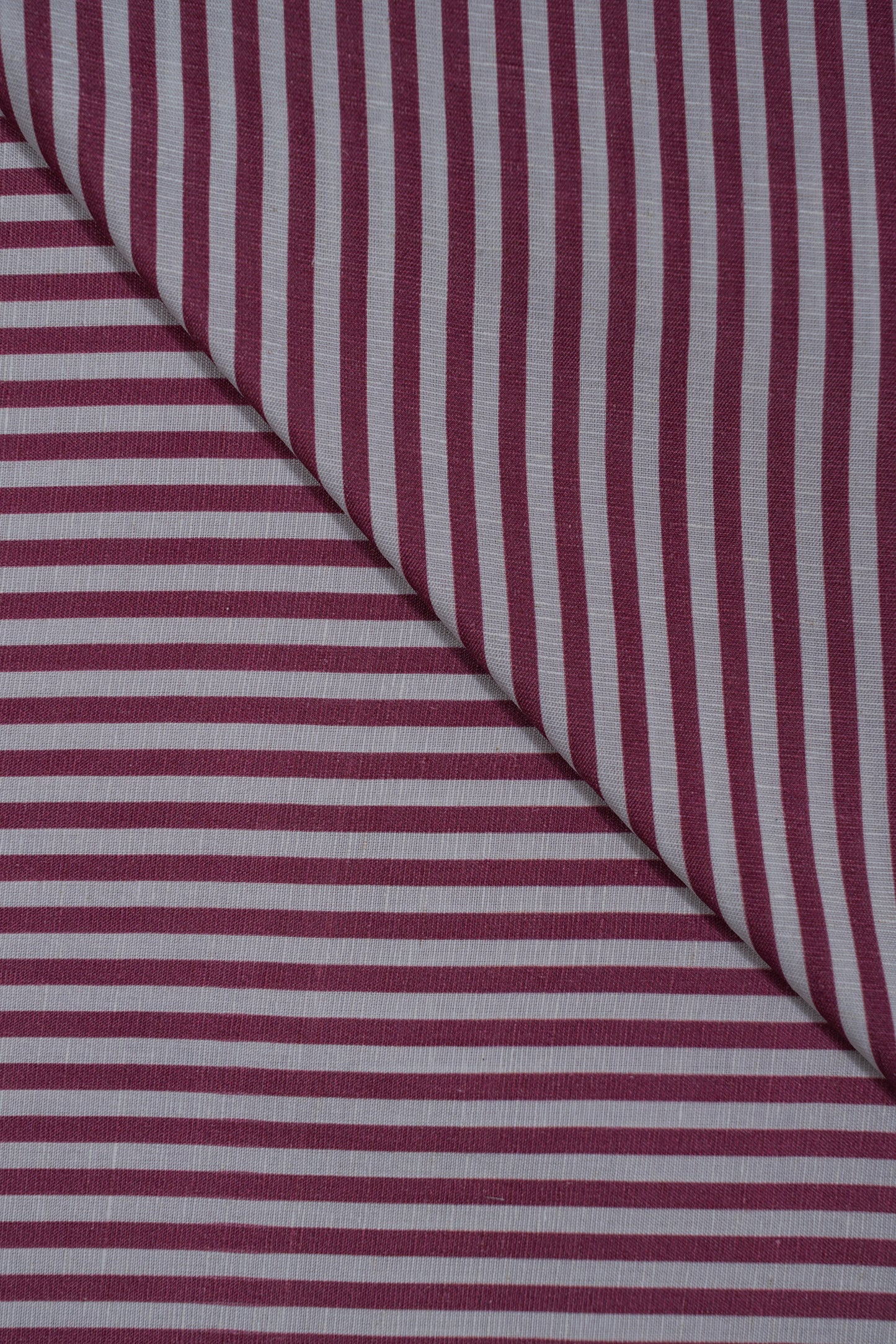 Wine Red Thick Stripes Pure Soft Linen Fabric (Width 44 Inches)