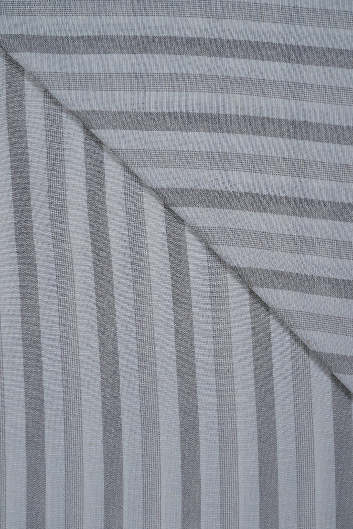 Grey Color Multi Stripes Pure Soft Linen Shirting Fabric (Width 44 Inches)
