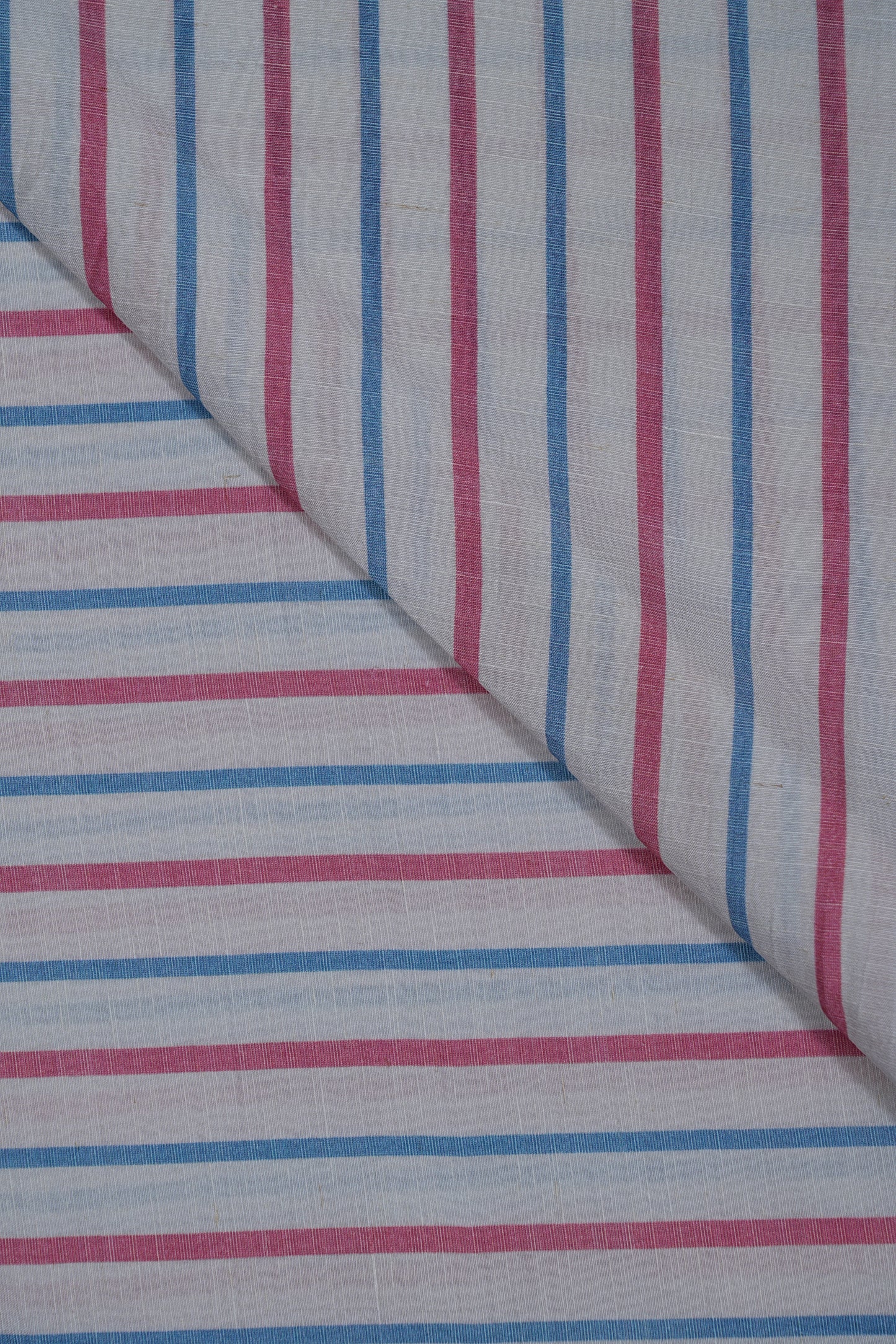 Blue & Red Stripes Pure Soft Linen Fabric (Width 44 Inches)