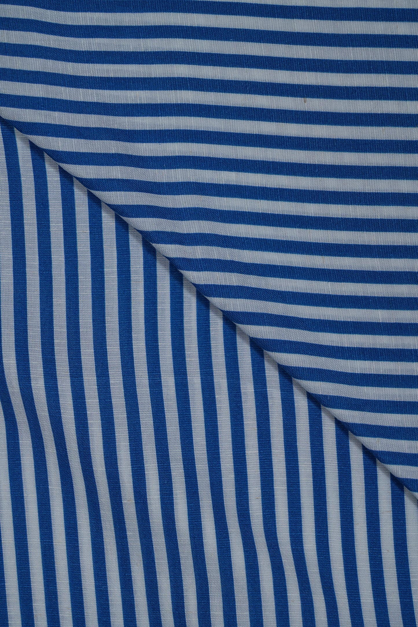 Blue Classic Stripes Soft Linen Shirting Fabric (Width 44 Inches)