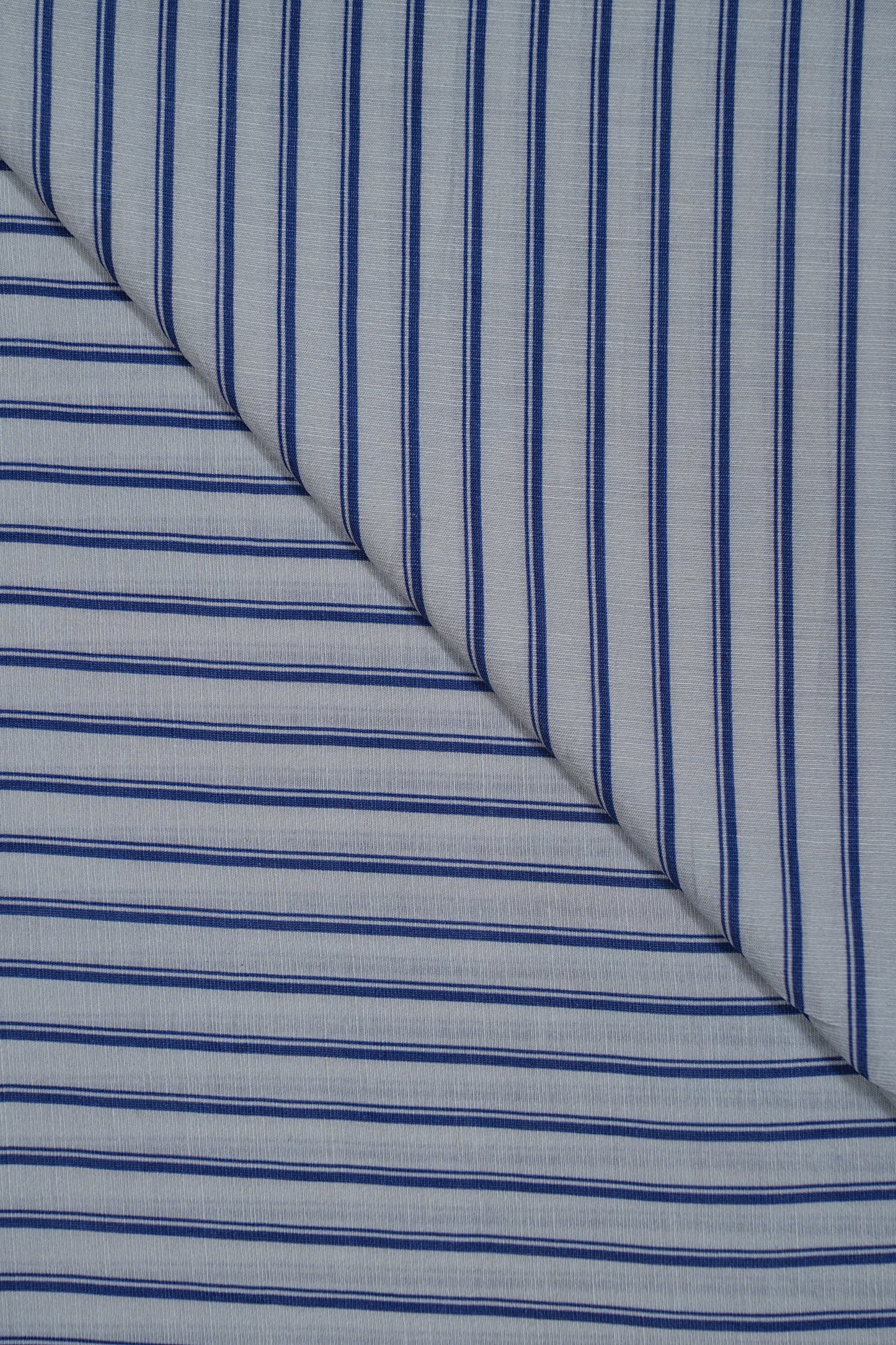 Blue Thick Stripes Soft Linen Fabric (Width 44 Inches)