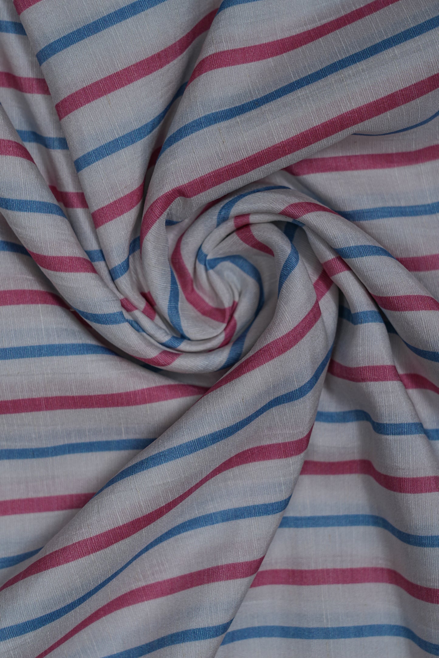 Blue & Red Stripes Pure Soft Linen Fabric (Width 44 Inches)