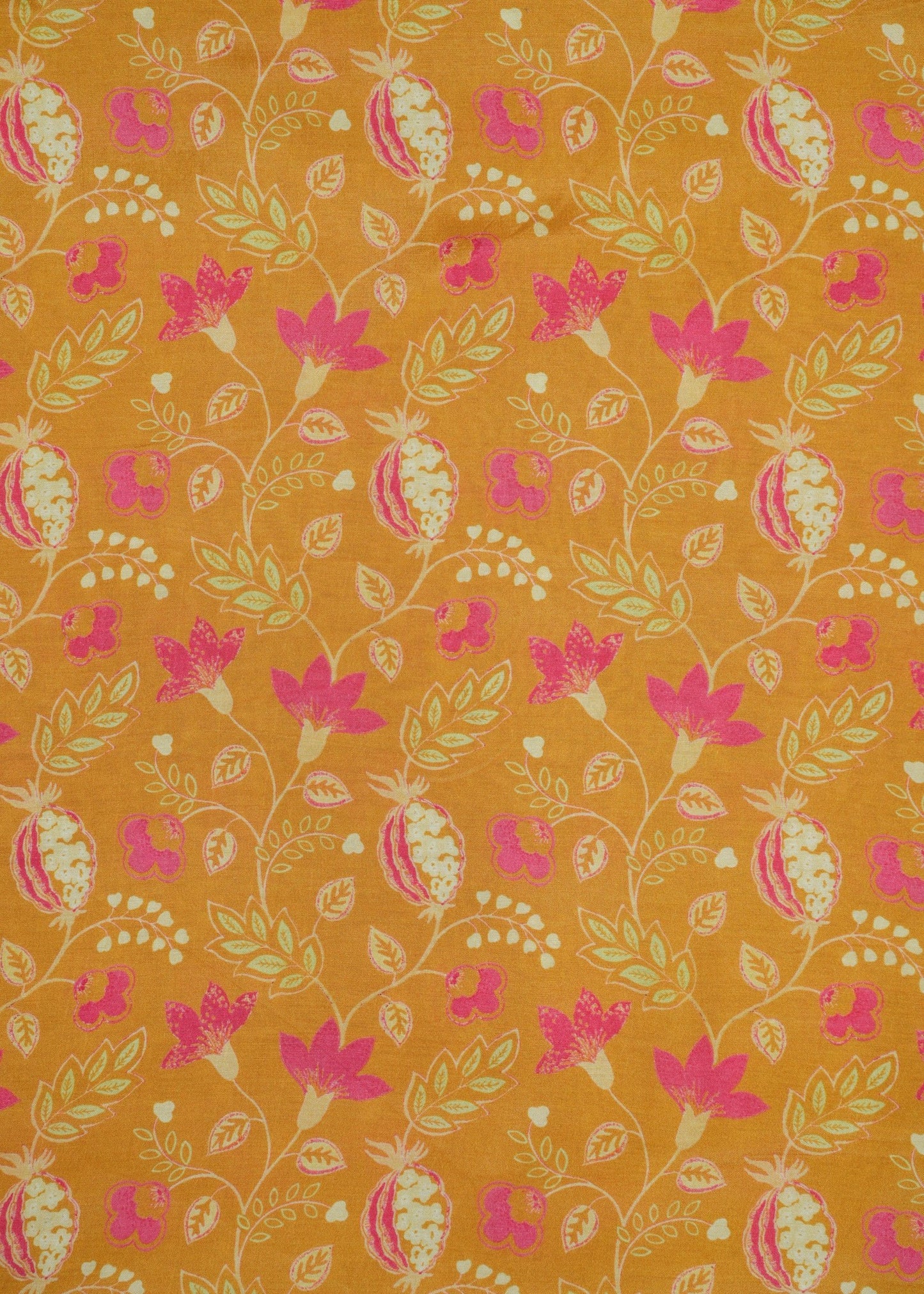 Mustard Yellow Egyptian Floral Printer Pure Muslin Fabric
