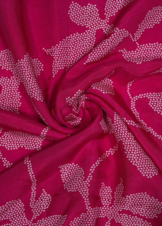 Rani Pink color Egyptian Floral Printed Pure Russian Silk Fabric