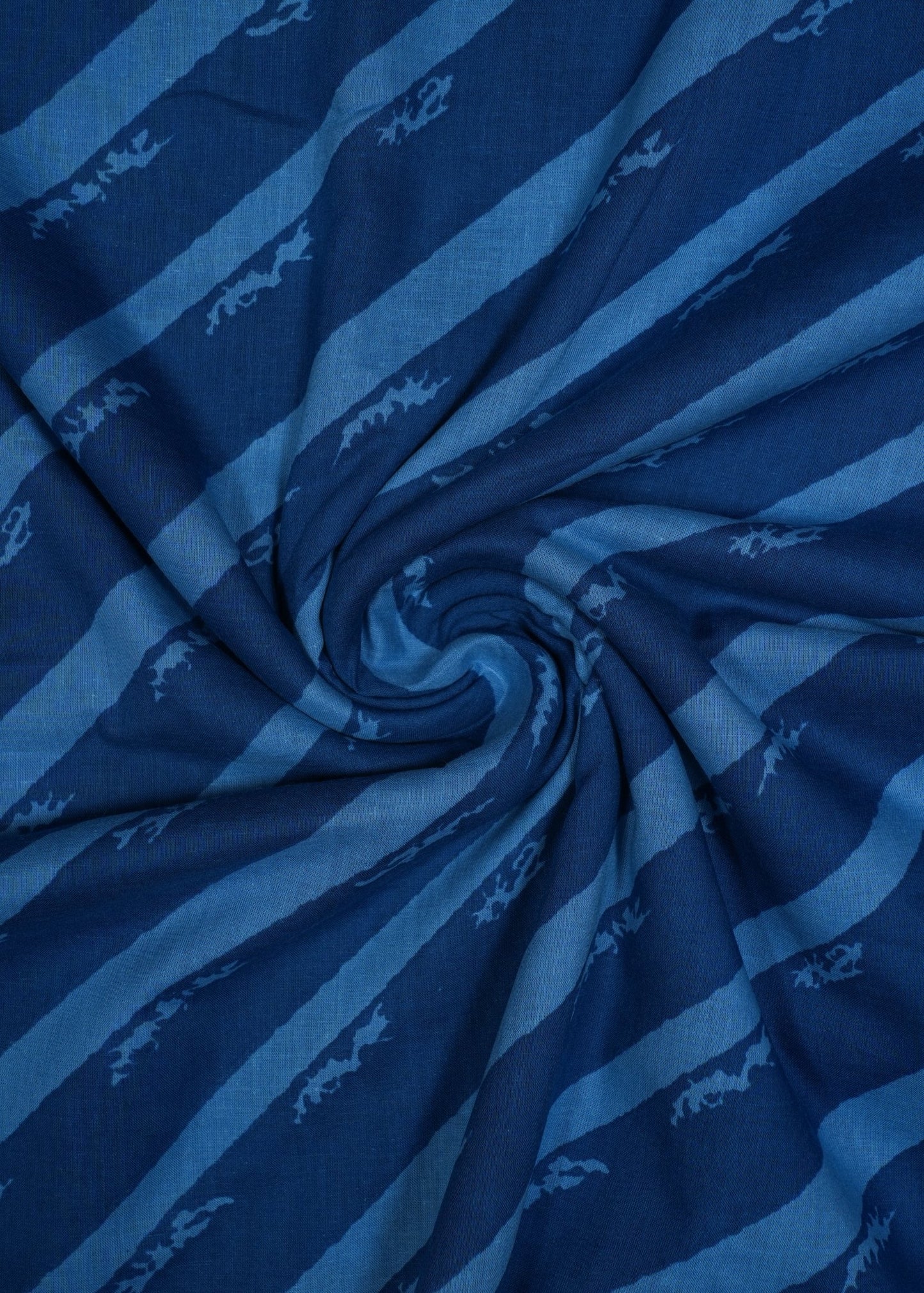 Navy Blue Leheriya Printed Pure Cotton Fabric