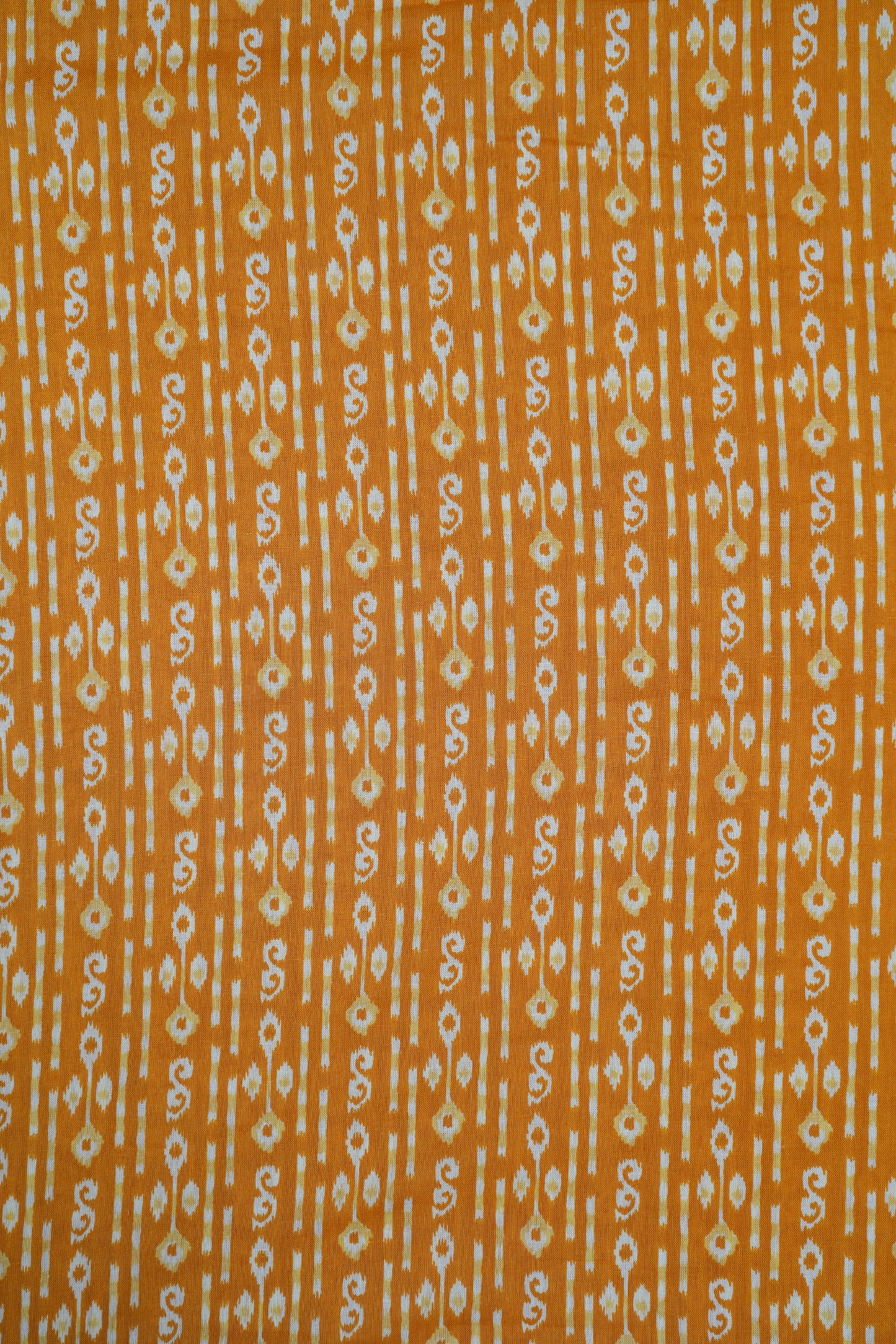 Mustard Yellow & White Geometric Printed Pure Cotton Fabric