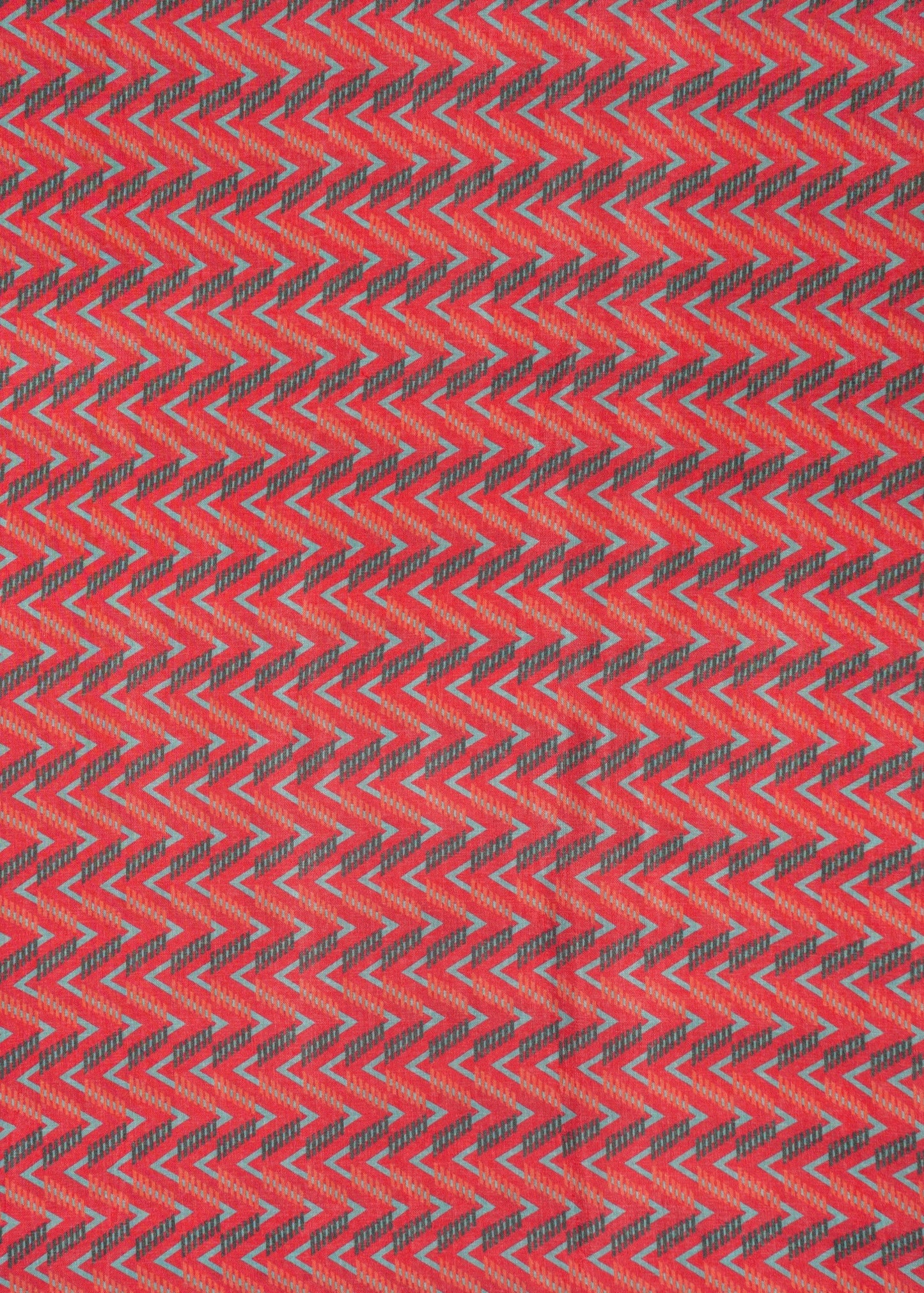 Red & Grey Chevron printed Pure Muslin Fabric