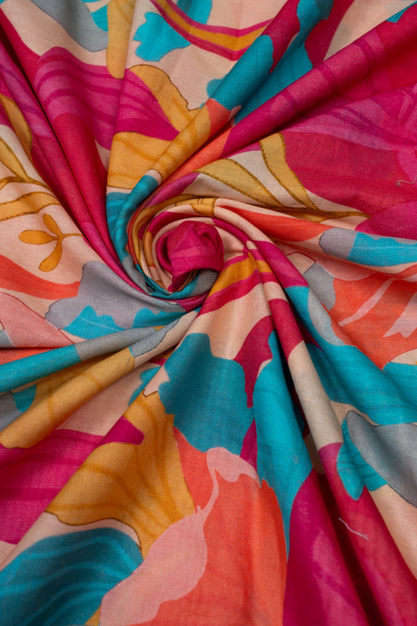 Tropical Bloom Symphony Printed Pure Cotton Fabric (Width 44 Inches)