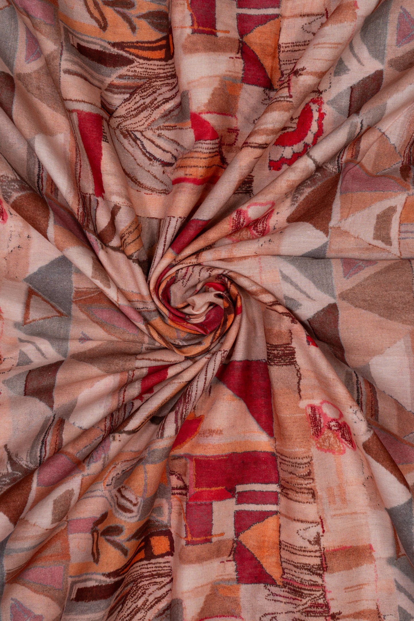 Rustic Geometric Tapestry Printed Pure Cotton Fabric (Width 44 Inches)
