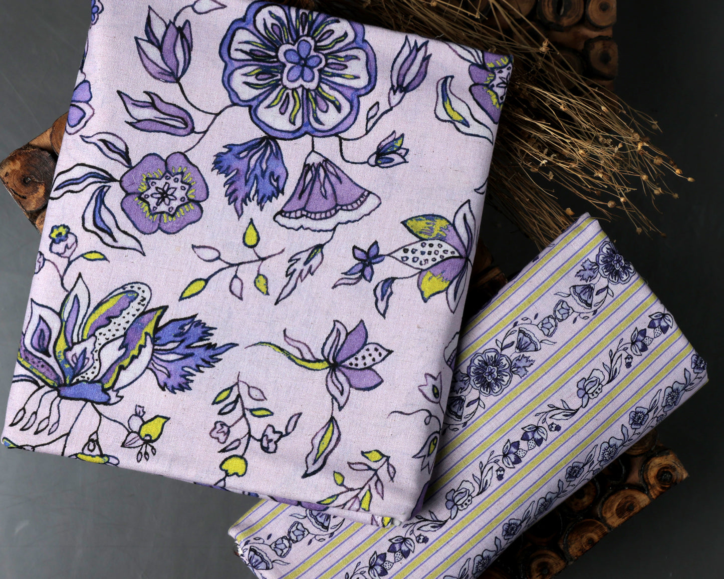 Lavender Breeze Handloom Cotton Combo Set (Top & Bottom 2.5 Meters Each)