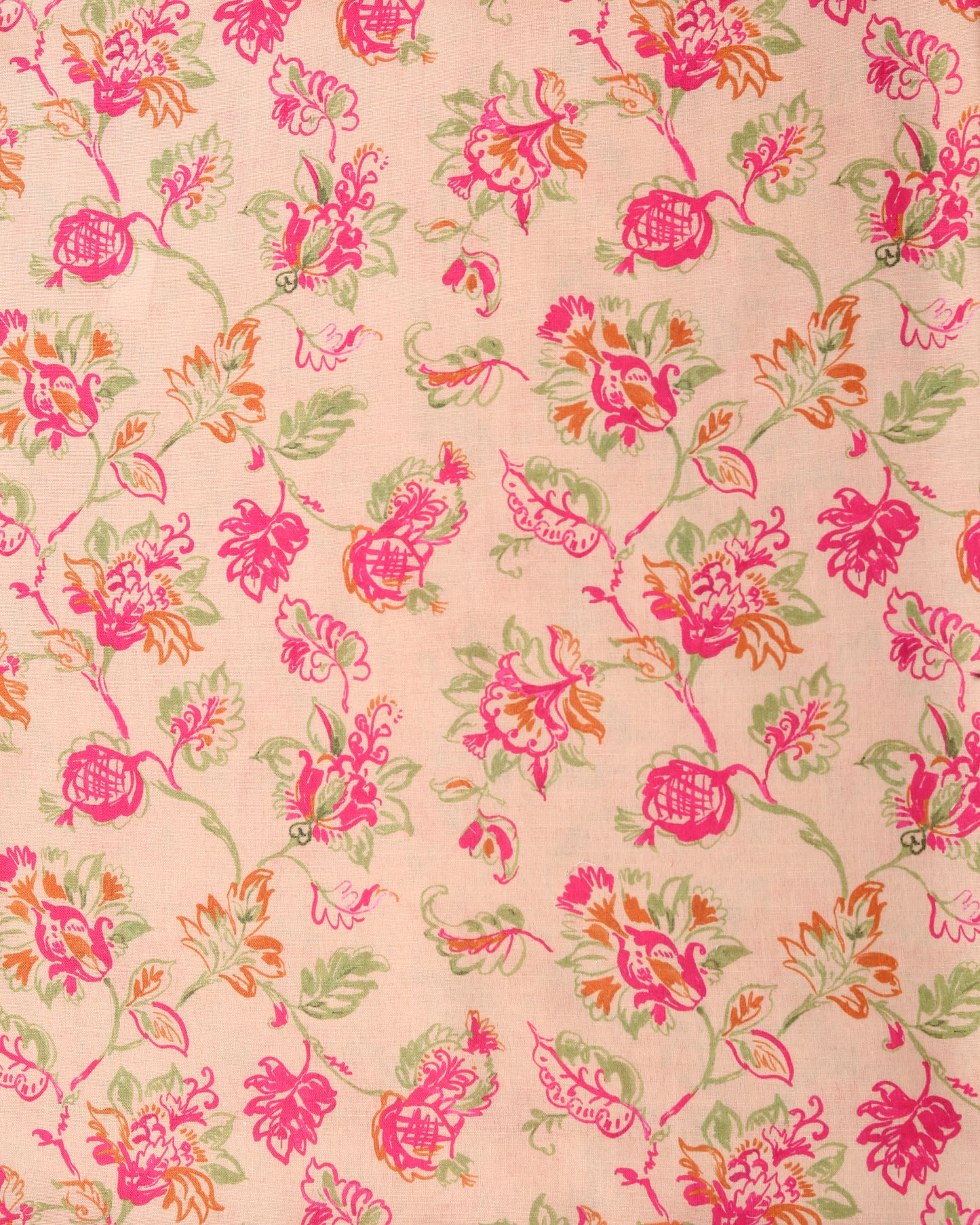 Peach Floral & Motif Magic Slub Printed Combo Set (Top & Bottom 2.5 Meters Each)