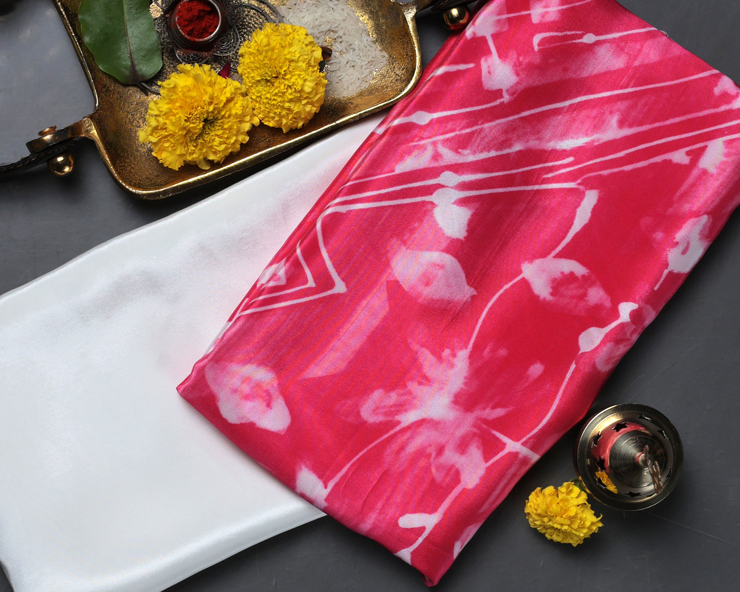 Crimson & Tangerine Fiery Shibori Fusion Pure Natural Crepe Combo (4 Qty & Length : 2.5 Meters Each)