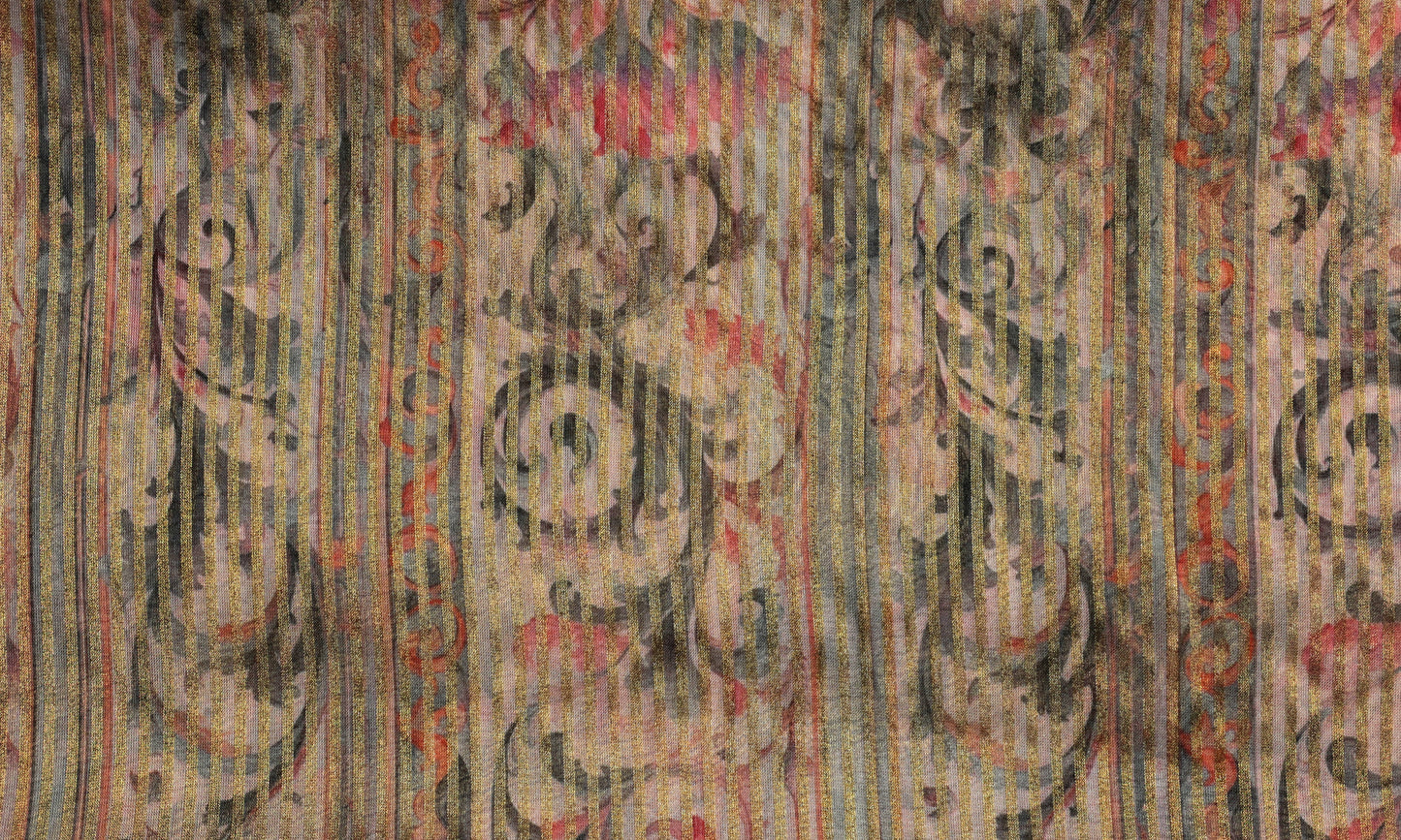 Floral Harmony Elegance in Pastel Hues Tabby Stripes Combo Set (2 Qty & Length : 2.5 Meters Each)