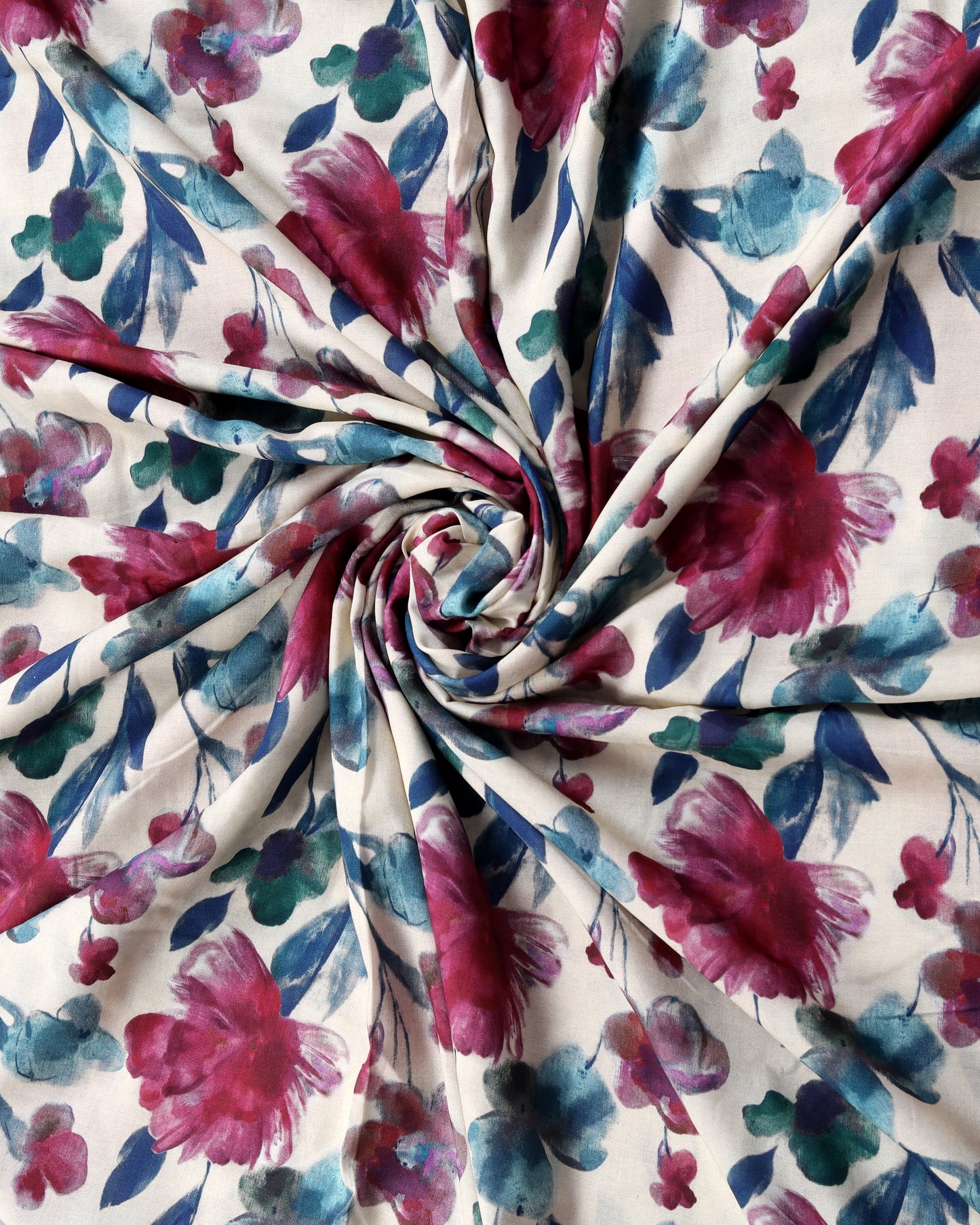 Cream Floral & Stripes Muslin Printed Combo Set ( Top & Bottom 2.5 Meters Each)