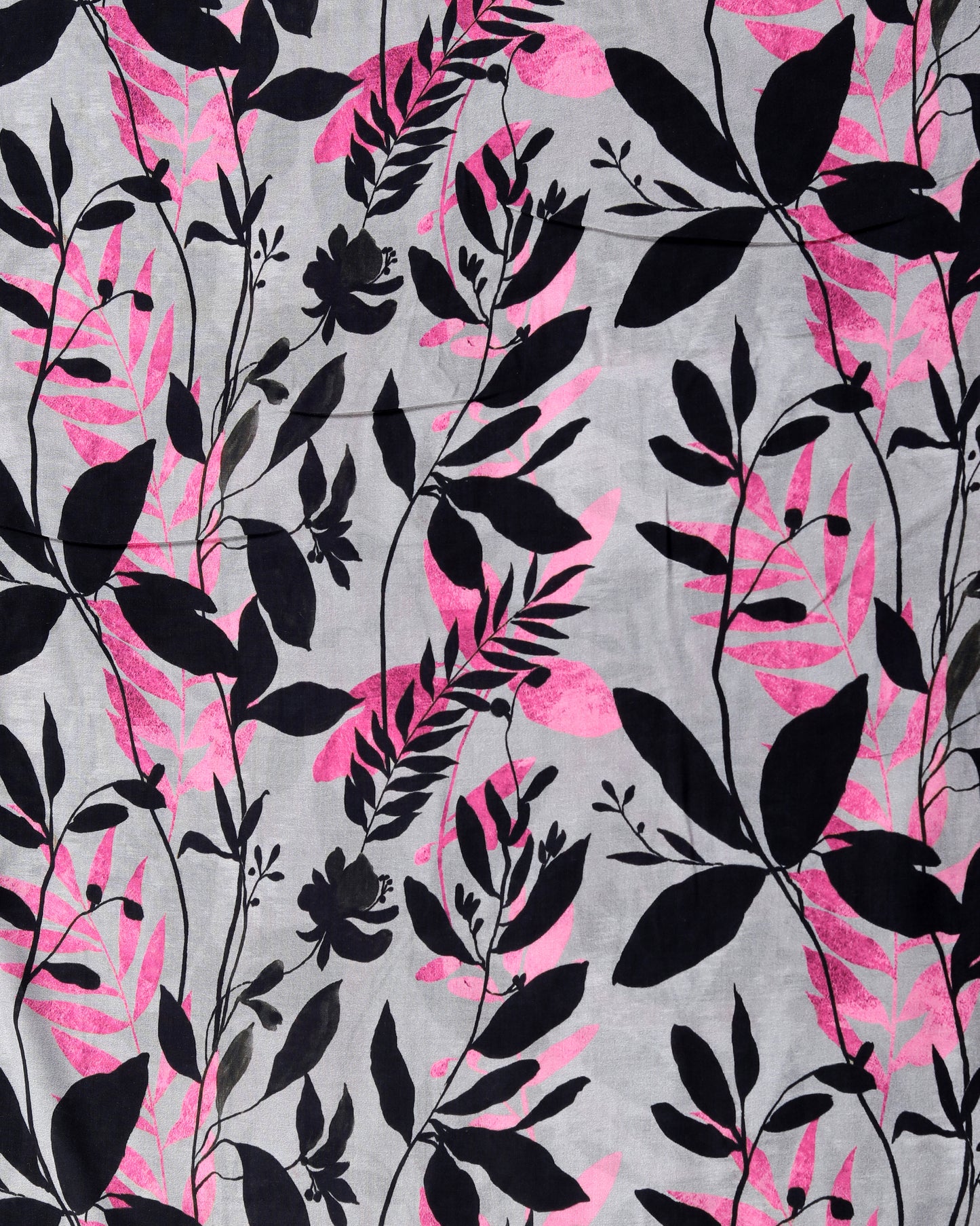 Grey Floral & Checkes Muslin Printed Combo Set ( Top & Bottom 2.5 Meters Each)