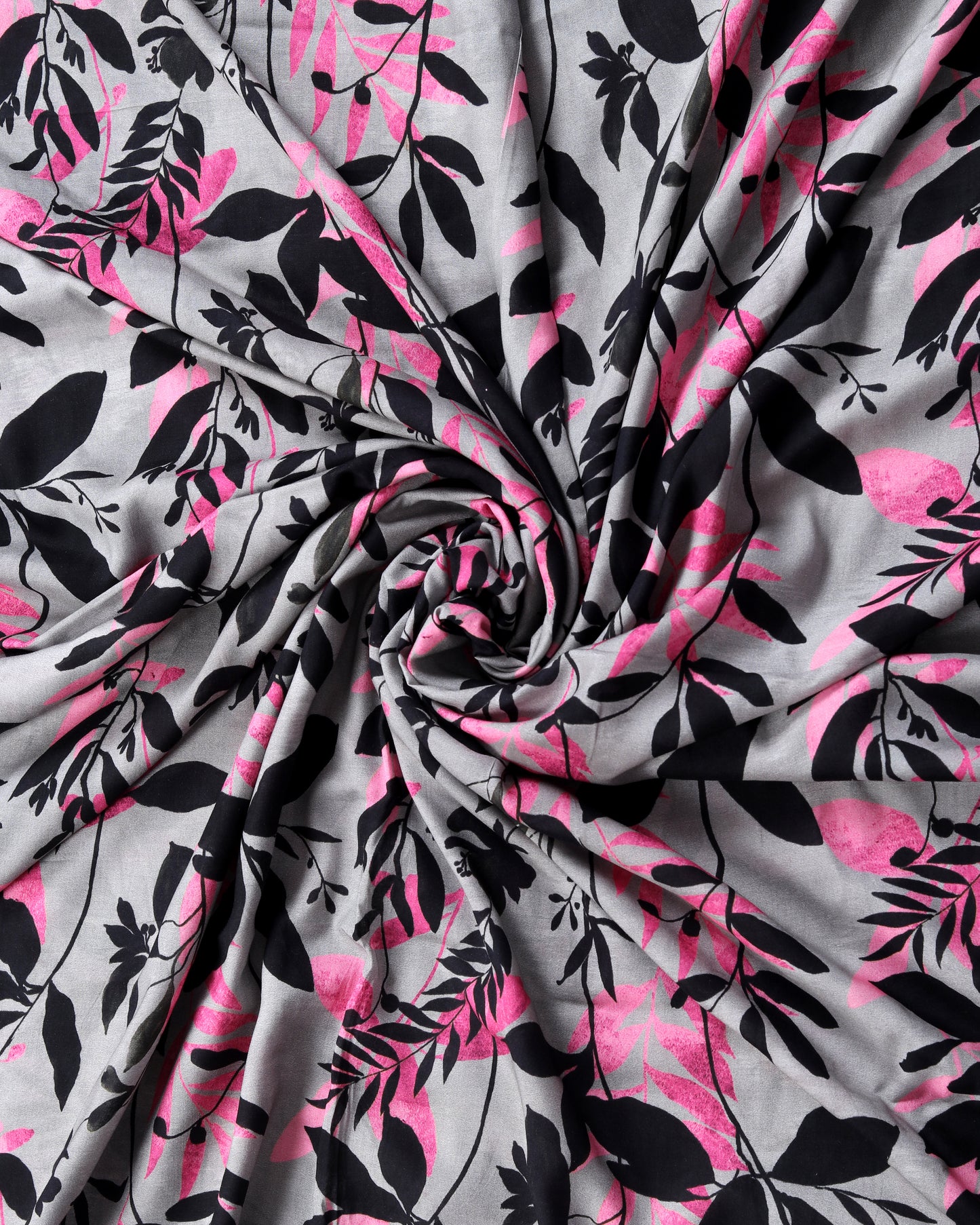 Grey Floral & Checkes Muslin Printed Combo Set ( Top & Bottom 2.5 Meters Each)