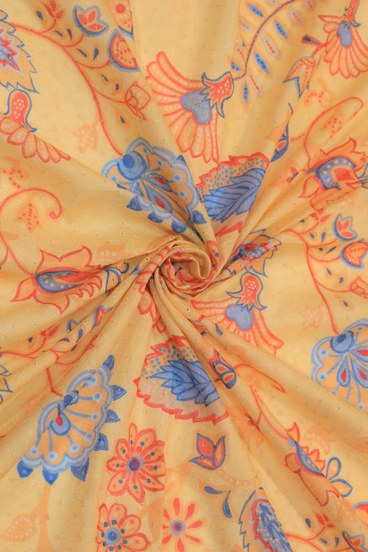 Pure Cotton Schiffli Printed Fabric