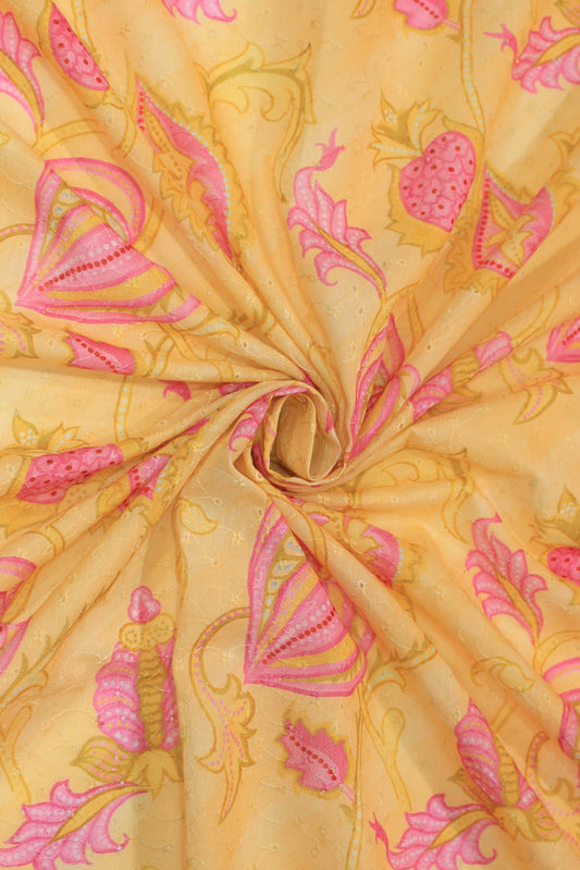 Pure Cotton Schiffli Printed Fabric
