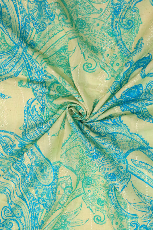 Handloom Digital Printed Embroidered Fabric