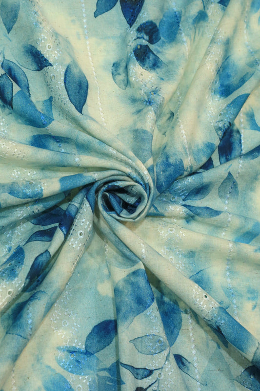 Handloom Digital Printed Embroidered Fabric