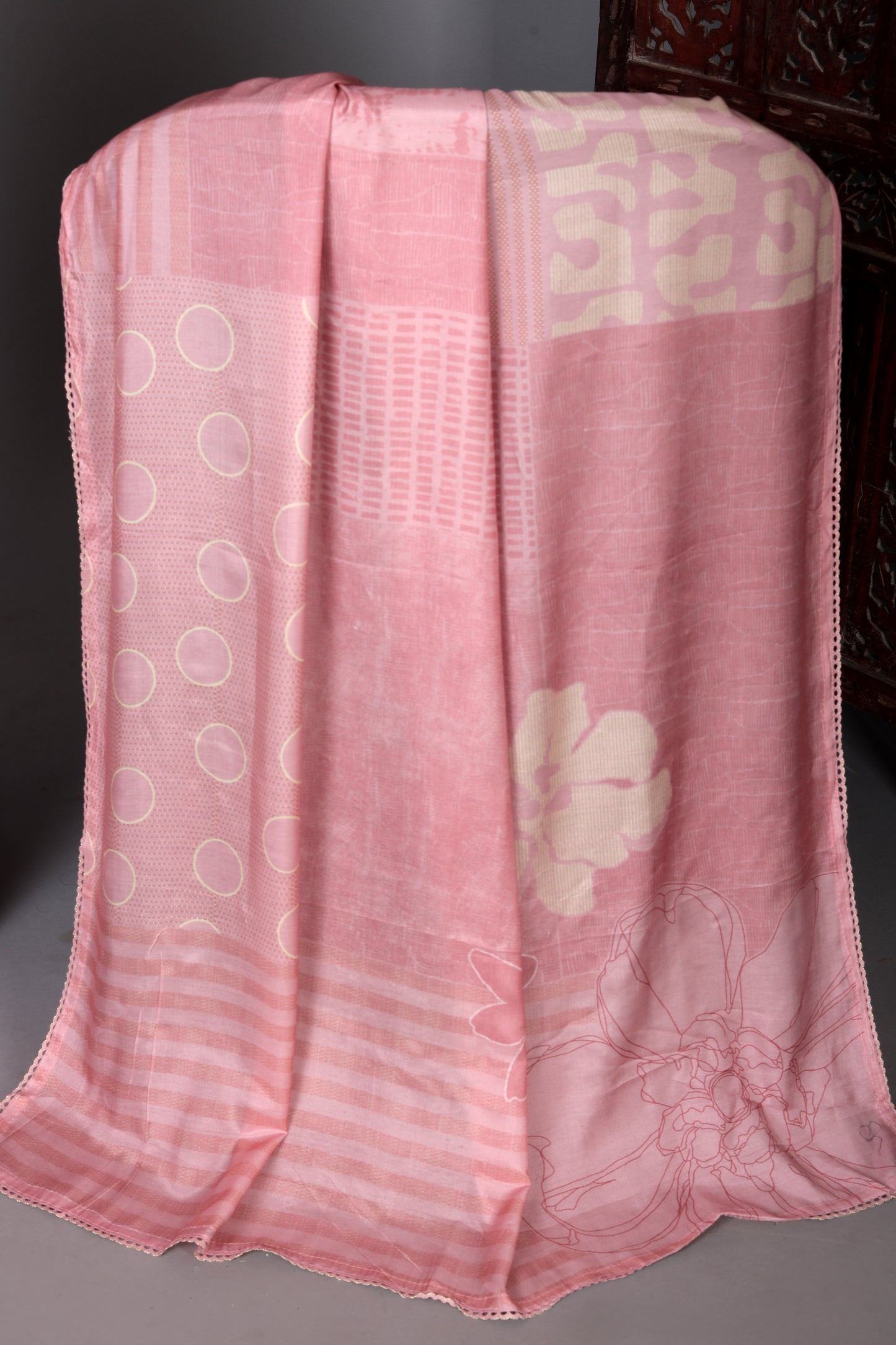 Blush Pink Embroidered Pure Muslin Unstitched Suit Set