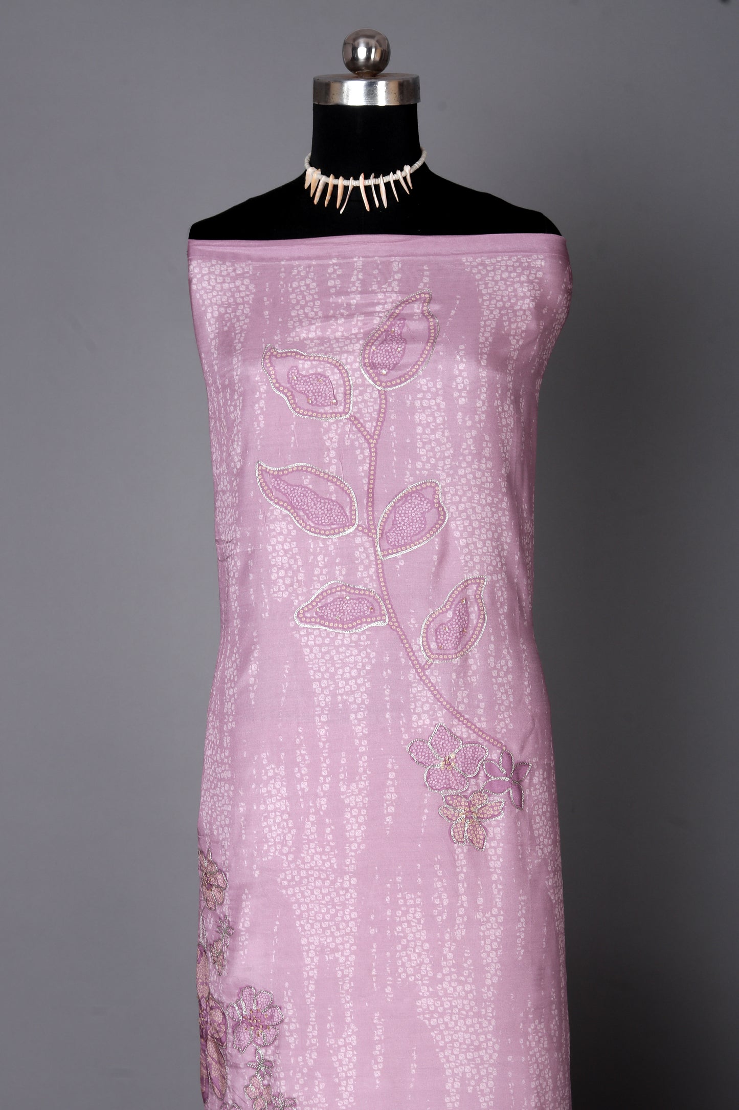 Dusty Pink Embroidered Pure Muslin Unstitched Suit Set