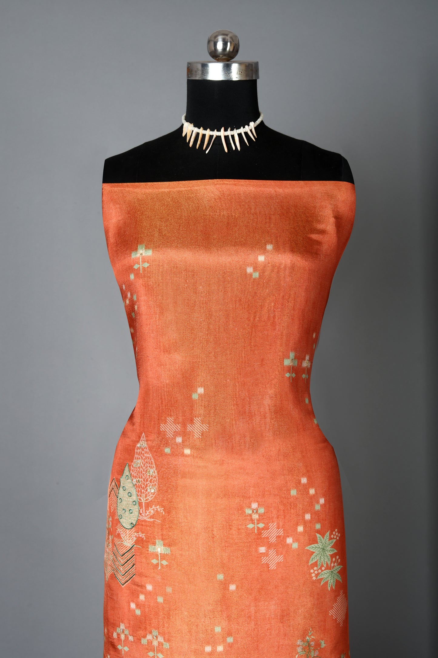 Traditional Rust Embroidered Pure Organza Shimmer Unstitched Suit Set