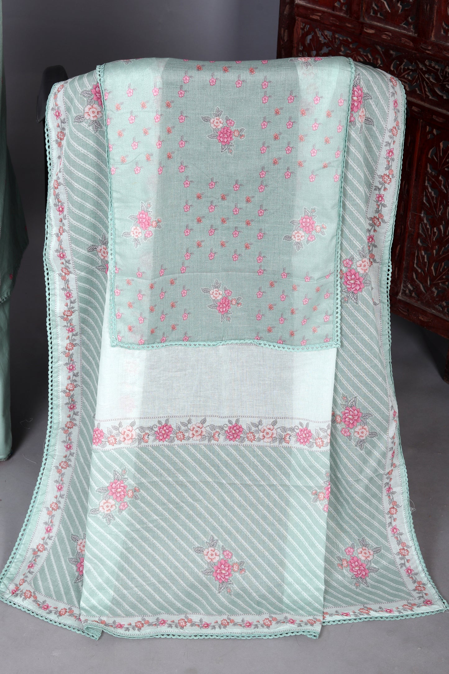 Light Green Breeze Floral Digital Printed Unstitched Suit Set
