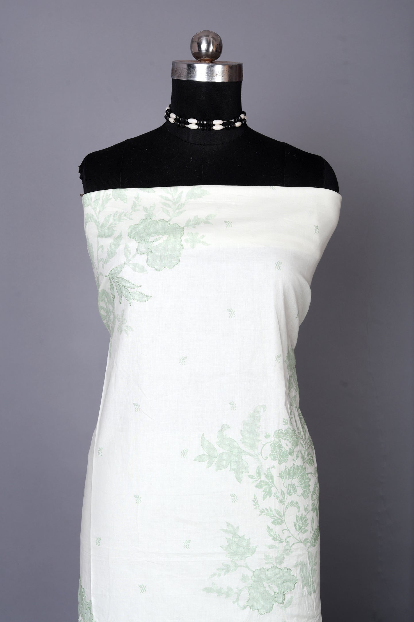 Mint Meadow Floral Print Unstitched Suit Set