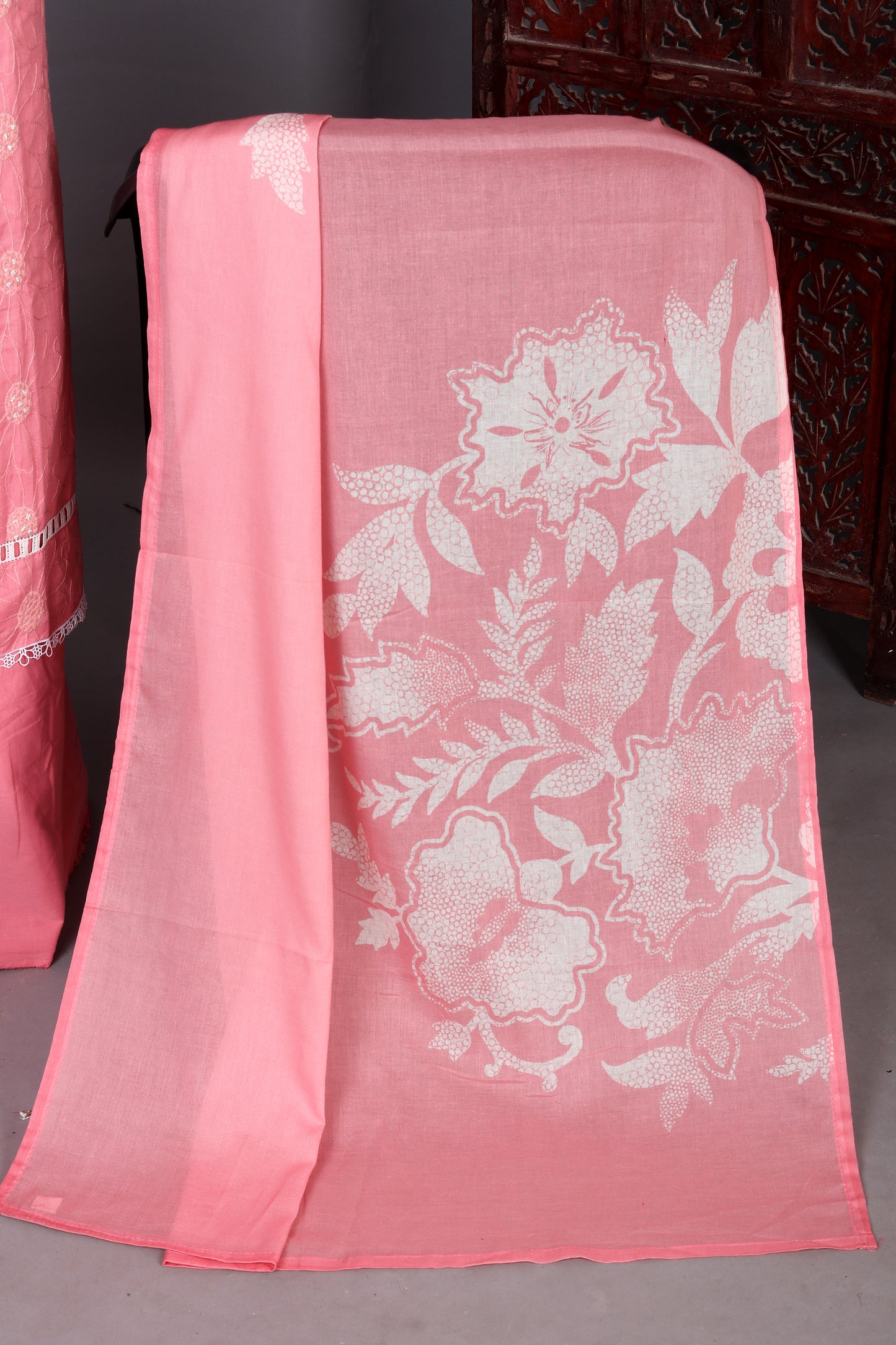 Peach Blossom Embroidered Suit Set