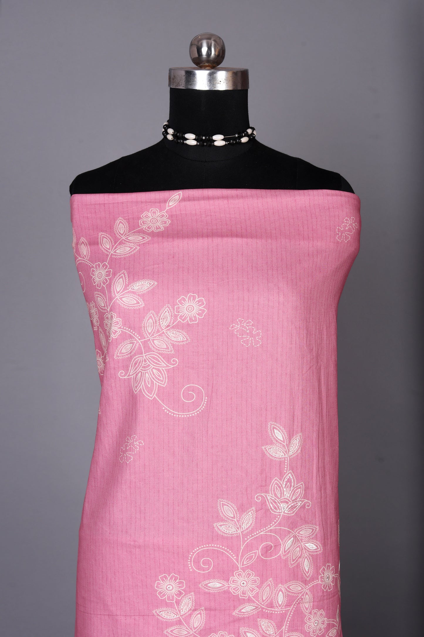 Rose Glow Cream Pure Cotton Unstitch Suit Set