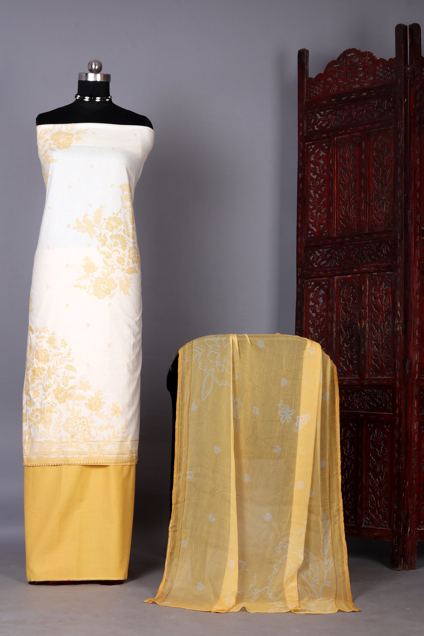 Blooming Yellow Embroidered Unstitched Suit Set