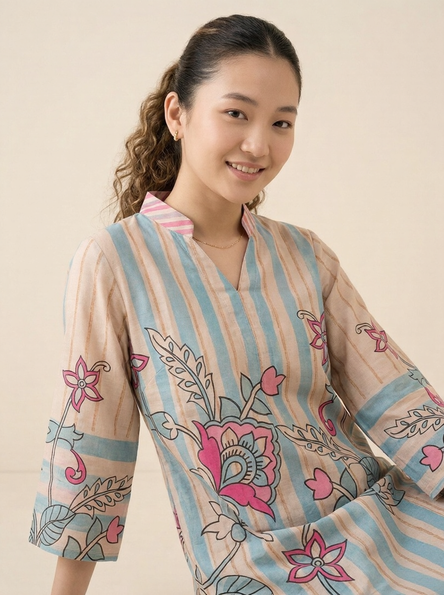 Blush Stripes Pure Natural Linen Co-Ord Set