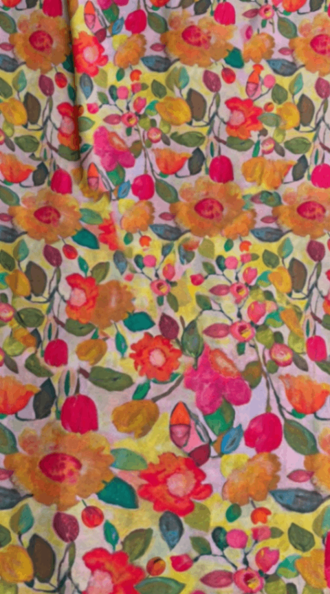 Linen Silk Printed Fabric