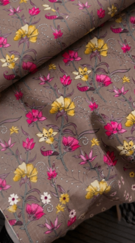 Linen Silk Printed Fabric