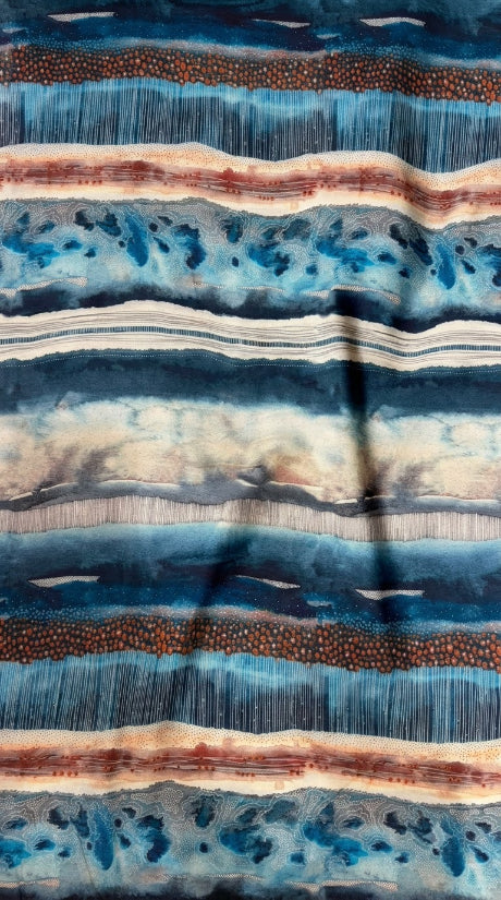 Linen Silk Printed Fabric