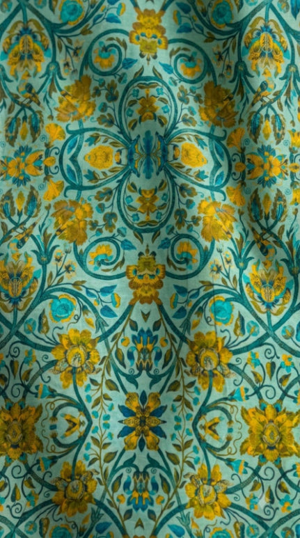 Linen Silk Printed Fabric