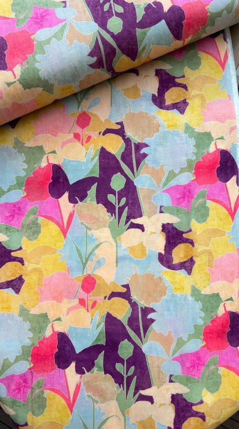 Linen Silk Printed Fabric