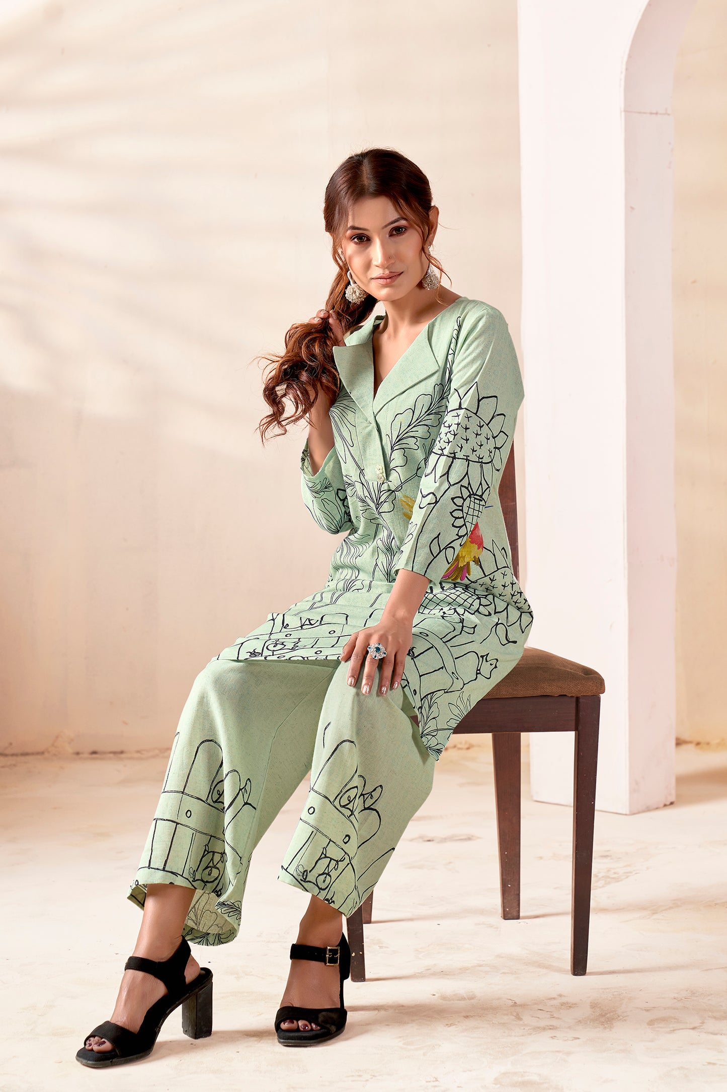 Sage Botanical Handloom Cotton Co-ord Set