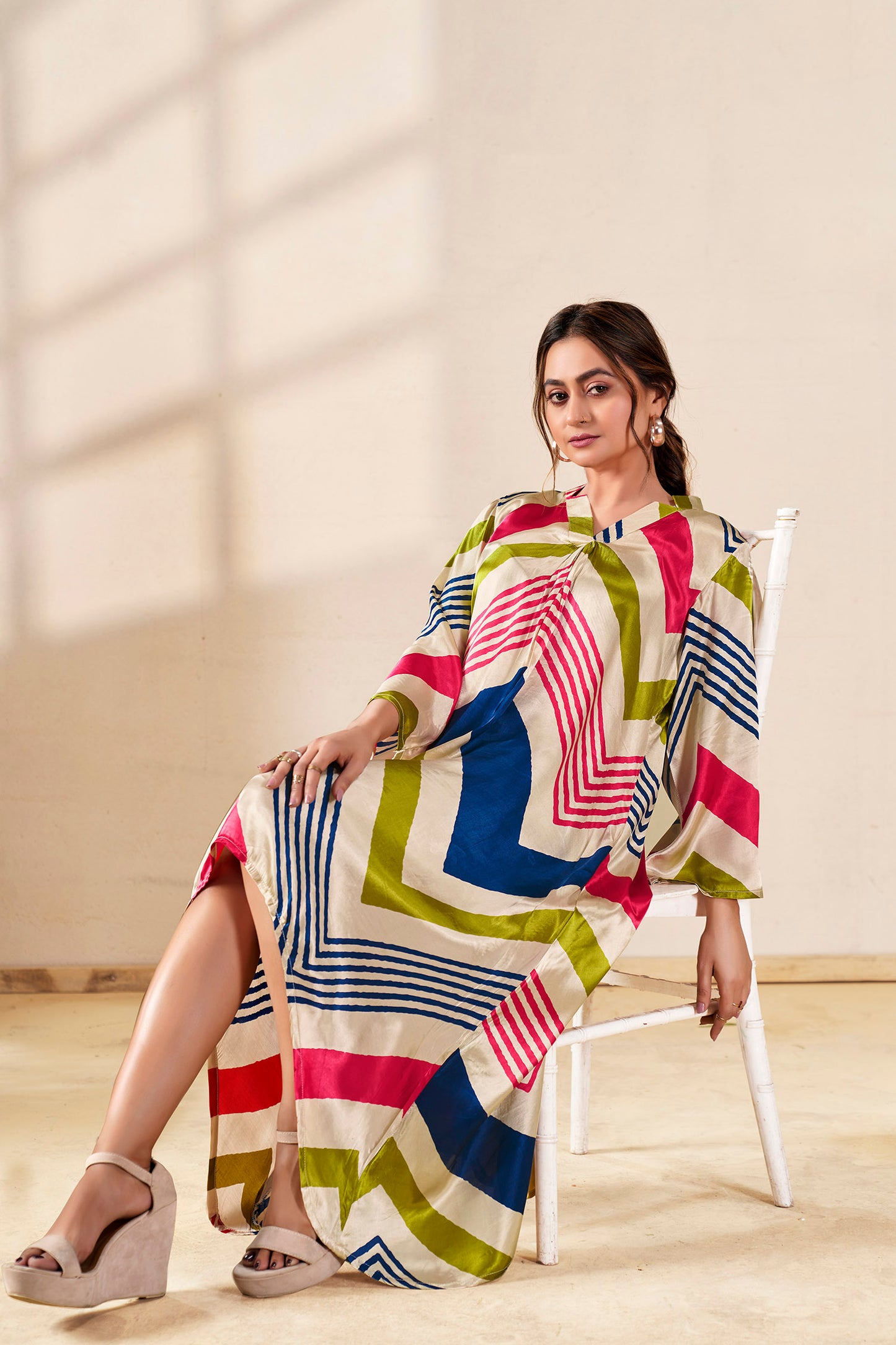 The Artisan’s Stripe Pure Gajji Silk Maxi Dress