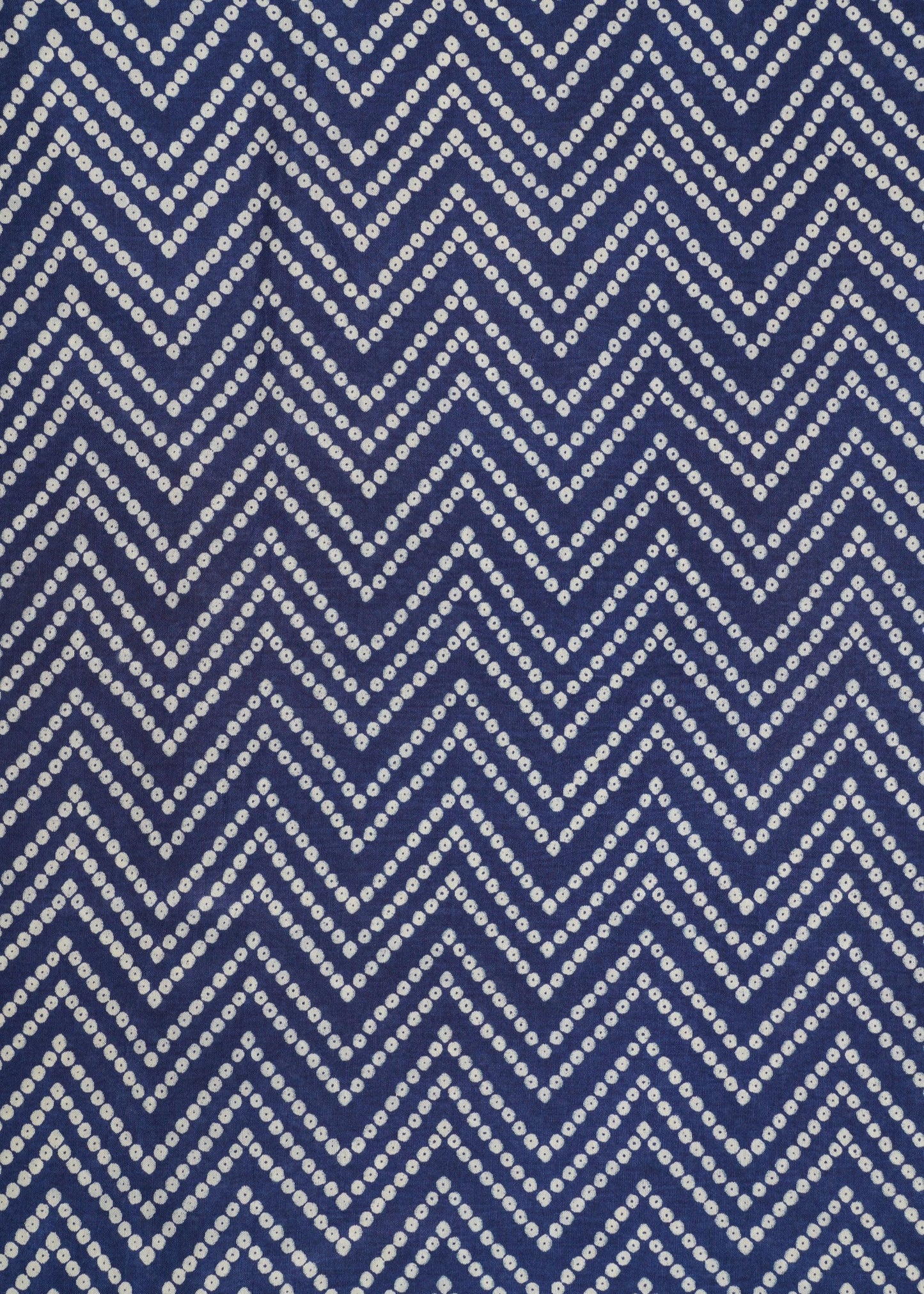 Navy Blue & White Zig-Zag Printed Pure Muslin Fabric