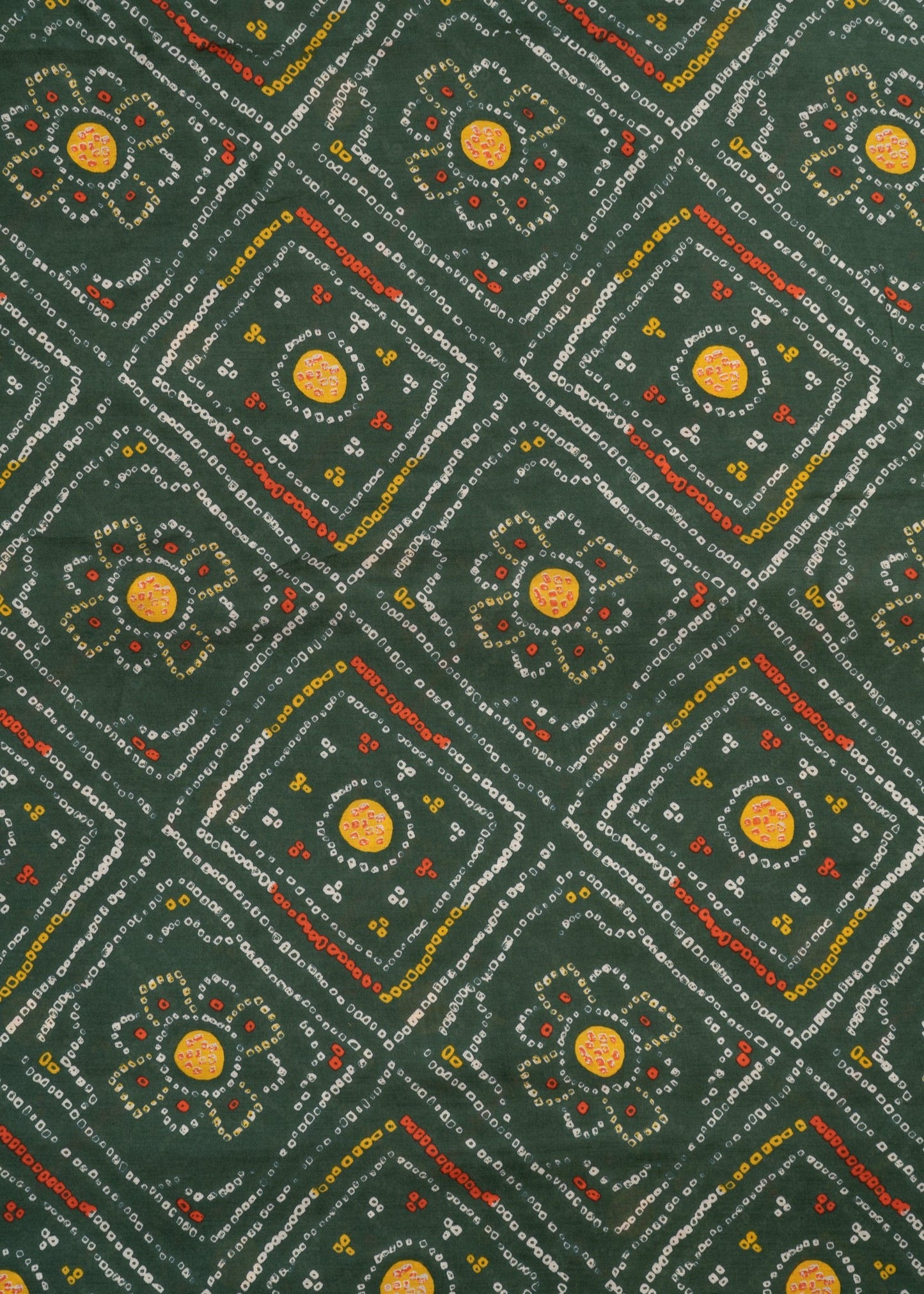 Jade Green Color Bandhani Printed Pure Muslin Fabric