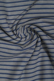 Blue Dual Stripes Handloom Cotton Shirting Fabric (Width 44 Inches)