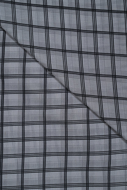 Black Checks Pure Soft Linen Shirting Fabric (Width 44 Inches)