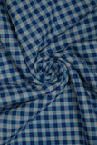 Classic Blue Mini Checks Handloom Cotton Shirting Fabric (Width 44 Inches)